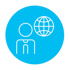 Image showing Man with globe line icon.