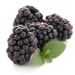 Image showing Blackberries with leaves