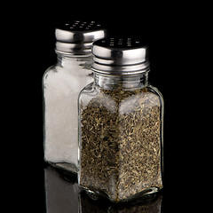Image showing  Salt and oregano shakers