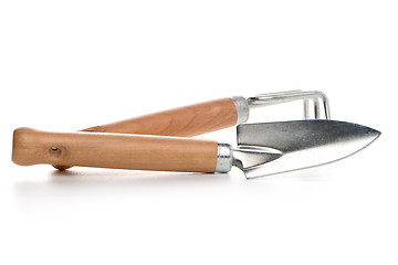 Image showing Small gardening shovel and fork