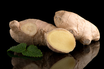 Image showing Ginger root on black