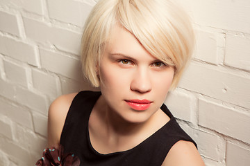 Image showing Portrait of  beautiful woman with short hair