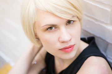 Image showing Portrait of  beautiful woman with short hair