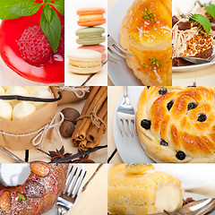 Image showing fresh dessert cake collage 