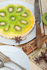 Image showing kiwi  pie tart and spices