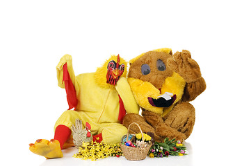 Image showing Easter bunny and chicken