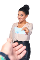 Image showing Smiling businesswoman with mail