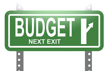 Image showing Budget green sign board isolated