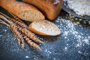 Image showing Bread composition with wheats