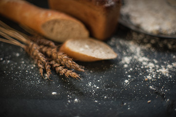 Image showing Bread composition with wheats