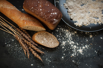 Image showing Bread composition with wheats