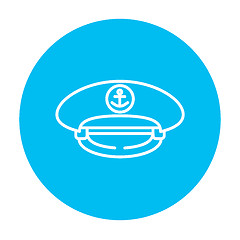 Image showing Captain peaked cap line icon.