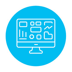 Image showing Monitor with business graphs line icon.