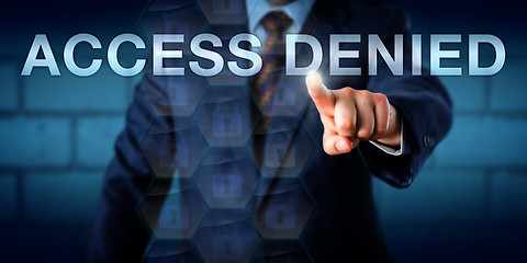 Image showing Businessman Pointing At ACCESS DENIED