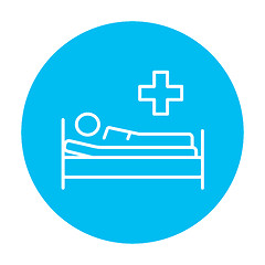 Image showing Patient lying on bed line icon.