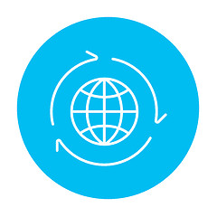 Image showing Globe with arrows line icon.