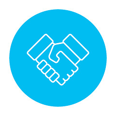 Image showing Handshake and successful real estate transaction line icon.