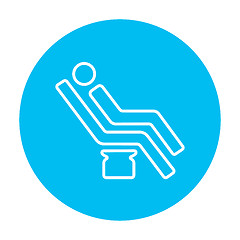 Image showing Man sitting on dental chair line icon.