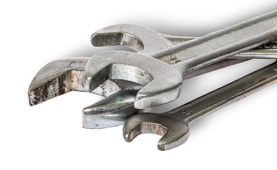 Image showing Closeup old set of wrenches