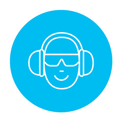 Image showing Man in headphones line icon.