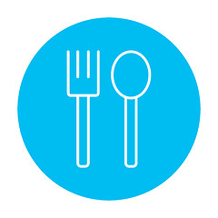 Image showing Spoon and fork line icon.