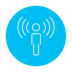 Image showing Man with soundwaves line icon.