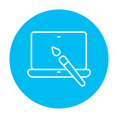 Image showing Laptop and brush line icon.