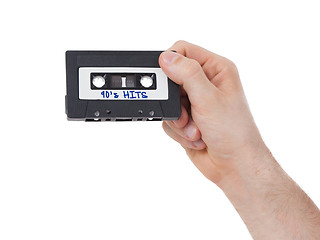 Image showing Vintage audio cassette tape, isolated on white background