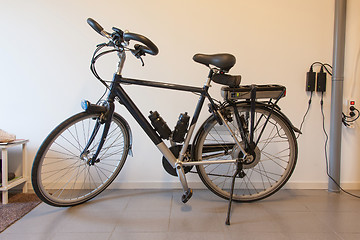 Image showing Electric bicycle in a garage