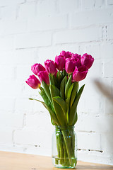 Image showing beautiful pink tulips in a vase