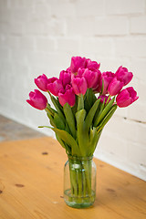 Image showing beautiful pink tulips in a vase