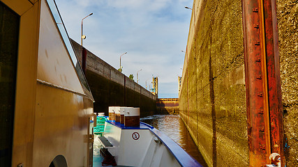 Image showing One of the locks on navigable river 