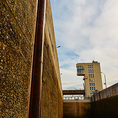 Image showing One of the locks on navigable river 