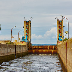 Image showing One of the locks on navigable river 