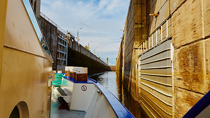 Image showing One of the locks on navigable river 