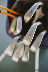 Image showing Dirty golf clubs