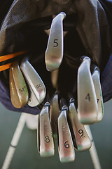 Image showing Dirty golf clubs