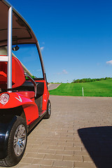 Image showing Golf car on the golf course