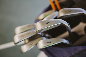 Image showing Dirty golf clubs