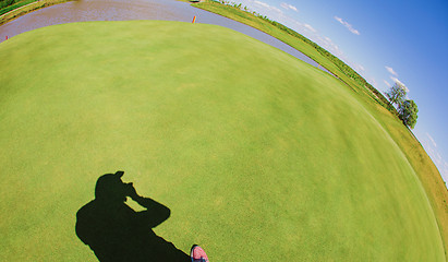 Image showing Photographer shadow with grass background