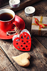 Image showing Coffee Cup with heart symbols