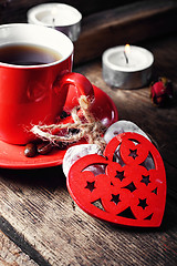 Image showing Coffee Cup with heart symbols