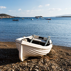 Image showing Boat on shore and sea