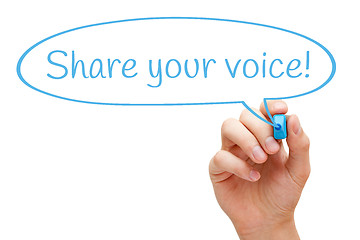 Image showing Share Your Voice Speech Bubble Concept