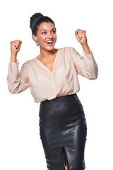 Image showing Business woman celebrating success