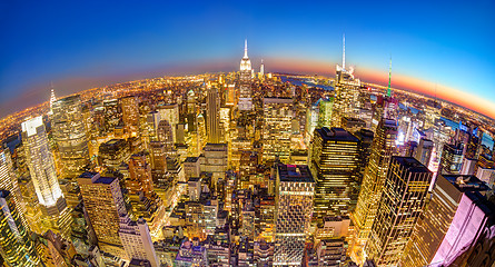 Image showing New York City Manhattan downtown skyline.