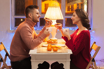 Image showing Portrait of romantic couple at Valentine\'s Day dinner