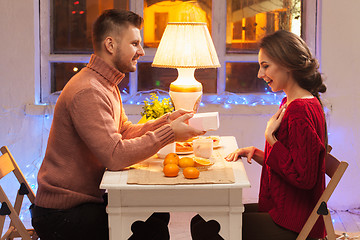 Image showing Portrait of romantic couple at Valentine\'s Day dinner