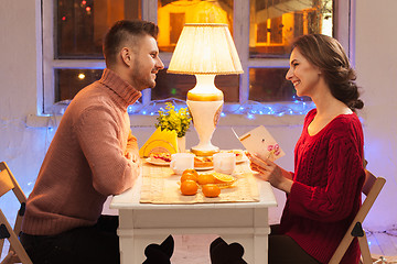 Image showing Portrait of romantic couple at Valentine\'s Day dinner