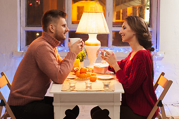 Image showing Portrait of romantic couple at Valentine\'s Day dinner